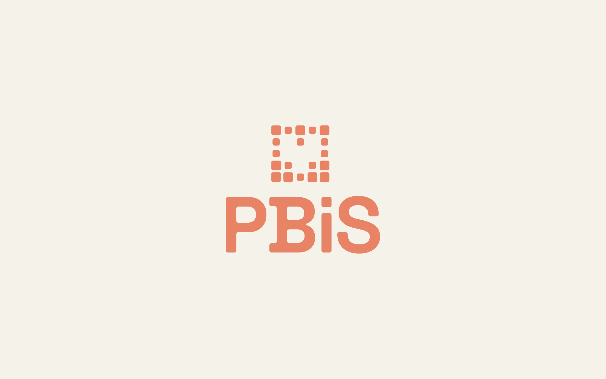 Logotipo de PBiS en coral sobre fondo crema